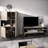 Set Mobili da Soggiorno Marrone Rovere Nero Antracite Cassetti Modulabile, 5 Ripiani - Tulare