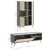 Set Mobili da Soggiorno Marrone Rovere Nero Antracite Cassetti Modulabile, 5 Ripiani - Tulare