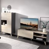 Set Mobili da Soggiorno Marrone Rovere Nero Antracite Cassetti Modulabile, 5 Ripiani - Tulare