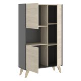 Set Mobili da Soggiorno Marrone Rovere Nero Antracite Cassetti Modulabile, 5 Ripiani - Tulare