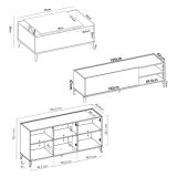 Set Mobili da Soggiorno Marrone Rovere Nero Antracite Cassetti Modulabile, 5 Ripiani - Tuscola