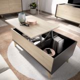 Set Mobili da Soggiorno Marrone Rovere Nero Antracite Cassetti Modulabile, 5 Ripiani - Tuscola