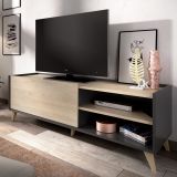 Set Mobili da Soggiorno Marrone Rovere Nero Antracite Cassetti Modulabile, 5 Ripiani - Tuscola