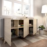 Set Mobili da Soggiorno Marrone Rovere Nero Antracite Cassetti Modulabile, 5 Ripiani - Tuscola