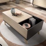 Set Mobili da Soggiorno Marrone Rovere Nero Antracite Cassetti Modulabile, 5 Ripiani - Tuscola