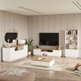 Set Mobili da Soggiorno Marrone Rovere Nodi Bianco Modulabile 11 Ripiani, 11 Ante - Stienta