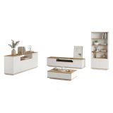 Set Mobili da Soggiorno Marrone Rovere Nodi Bianco Modulabile 11 Ripiani, 11 Ante - Stienta