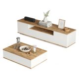 Set Mobili da Soggiorno Marrone Rovere Nodi Bianco Modulabile 4 Ripiani, 3 Ante - Nepi