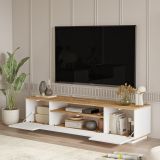 Set Mobili da Soggiorno Marrone Rovere Nodi Bianco Modulabile 4 Ripiani, 3 Ante - Nepi
