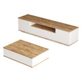 Set Mobili da Soggiorno Marrone Rovere Nodi Bianco Modulabile 4 Ripiani, 3 Ante - Nepi