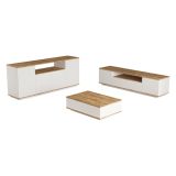 Set Mobili da Soggiorno Marrone Rovere Nodi Bianco Modulabile 7 Ripiani, 9 Ante - Robella