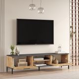 Set Mobili da Soggiorno Marrone Rovere Nodi Nero Antracite Modulabile 15 Ripiani, 6 Ante - Foza
