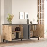 Set Mobili da Soggiorno Marrone Rovere Nodi Nero Antracite Modulabile 15 Ripiani, 6 Ante - Foza