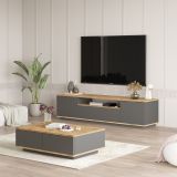 Set Mobili da Soggiorno Marrone Rovere Nodi Nero Modulabile 2 Ripiani, 5 Ante - Nativo