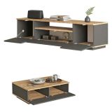 Set Mobili da Soggiorno Marrone Rovere Nodi Nero Modulabile 2 Ripiani, 5 Ante - Nativo