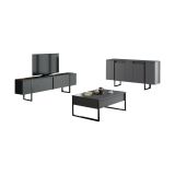 Set Mobili da Soggiorno Nero Antracite Modulabile 4 Ripiani, Apertura Battente, a Ribalta - Pignano