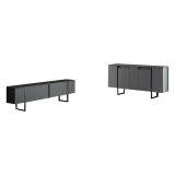 Set Mobili da Soggiorno Nero Antracite Modulabile 4 Ripiani, Apertura Battente, a Ribalta - Pignano