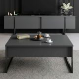 Set Mobili da Soggiorno Nero Antracite Modulabile Apertura a Ribalta, 2 Ante - Mornasco
