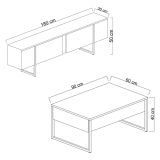 Set Mobili da Soggiorno Nero Antracite Modulabile Apertura a Ribalta, 2 Ante - Mornasco