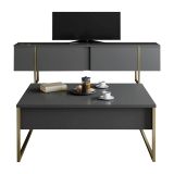 Set Mobili da Soggiorno Nero Antracite oro Modulabile 2 Ante, 2 Vani - Mornasco