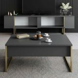 Set Mobili da Soggiorno Nero Antracite oro Modulabile 2 Ante, 2 Vani - Mornasco