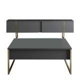 Set Mobili da Soggiorno Nero Antracite oro Modulabile 2 Ante, 2 Vani - Mornasco