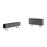 Set Mobili da Soggiorno Nero Antracite oro Modulabile 4 Ripiani, Apertura Battente, a Ribalta - Pignano