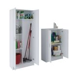 Set Mobili per Lavanderia Bianco 4 Ripiani 7 Vani, Apertura Battente - Ornago