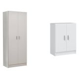 Set Mobili per Lavanderia Bianco 4 Ripiani 7 Vani, Apertura Battente - Ornago