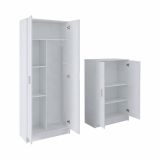 Set Mobili per Lavanderia Bianco 4 Ripiani 7 Vani, Apertura Battente - Ornago