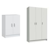 Set Mobili per Lavanderia Bianco 6 Ripiani 8 Vani, Apertura Battente - Fenis