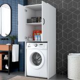 Set Mobili per Lavanderia Bianco Nero 2 Ripiani 3 Vani, Apertura Battente - Schianno