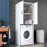 Set Mobili per Lavanderia Bianco Nero 2 Ripiani 3 Vani, Apertura Battente - Schianno