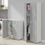 Set Mobili per Lavanderia Grigio Cemento Bianco 4 Ripiani 7 Vani, Apertura Battente - Funes