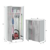 Set Mobili per Lavanderia Grigio Cemento Bianco 4 Ripiani 7 Vani, Apertura Battente - Funes