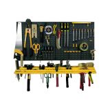 Set portautensili Floreffe, Set con 2 pannelli, 2 mensole e 50 ganci, Organizer porta oggetti da parete, 100% Made in Italy, cm 100x22h50, Nero