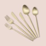 Set Posate oro Opaco set da 36 Sfumatura Colore Struttura Opaco, Adatto per Lavastoviglie - Nimizala