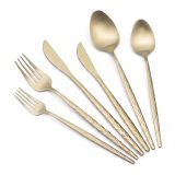 Set Posate oro Opaco set da 36 Sfumatura Colore Struttura Opaco, Adatto per Lavastoviglie - Nimizala