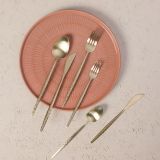 Set Posate oro Opaco set da 36 Sfumatura Colore Struttura Opaco, Adatto per Lavastoviglie - Nimizala