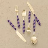 Set Posate oro Viola set da 36 Colore Struttura Viola, Adatto per Lavastoviglie - Nimolopa