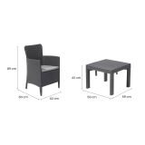 Set salotto balcone 2 poltrone antracite - Brooks