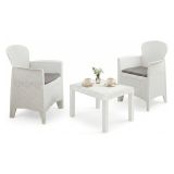 Set salotto cortile economico 2 posti e 1 tavolo bianco - Aneta