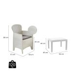 Set salotto cortile economico 2 posti e 1 tavolo bianco - Aneta