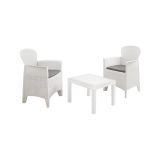 Set salotto cortile economico 2 posti e 1 tavolo bianco - Aneta