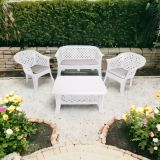 Set salotto da esterno Adone, 100% Made in Italy, Bianco