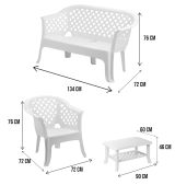 Set salotto da esterno Adone, 100% Made in Italy, Bianco