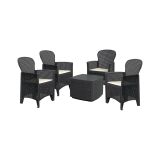 Set salotto da esterno Anagni, Salottino outdoor o indoor, 4 poltrone con braccioli con un tavolino contenitore, Made in Italy, Antracite