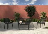 Set salotto da esterno Arbia, Salottino outdoor, Set da balcone o giardino, Composizione soggiorno per esterni, Made in Italy, Antracite