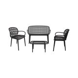 Set salotto da esterno Arbia, Salottino outdoor, Set da balcone o giardino, Composizione soggiorno per esterni, Made in Italy, Antracite