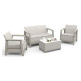 Set Salotto da Esterno Beige 4 Posti un Tavolino, Resistente ai Raggi uv Impermeabile - Grafton